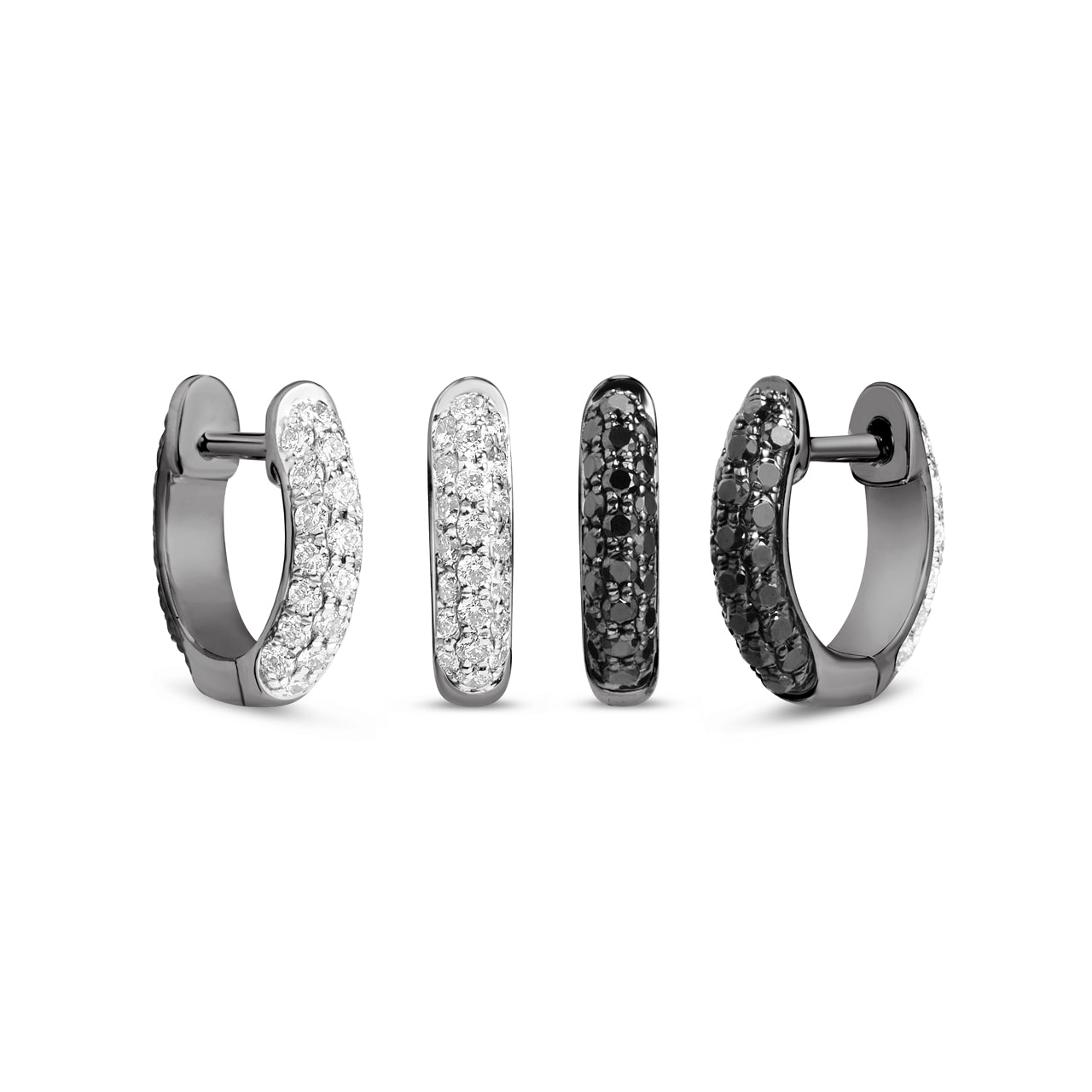 Black & White Diamond Pave Reversible Huggie Earring