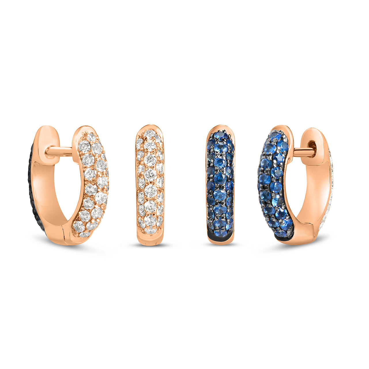 Sapphire & Diamond Pave Reversible Huggie Earring