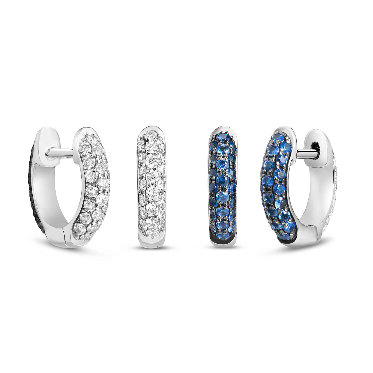 Sapphire & Diamond Pave Reversible Huggie Earring