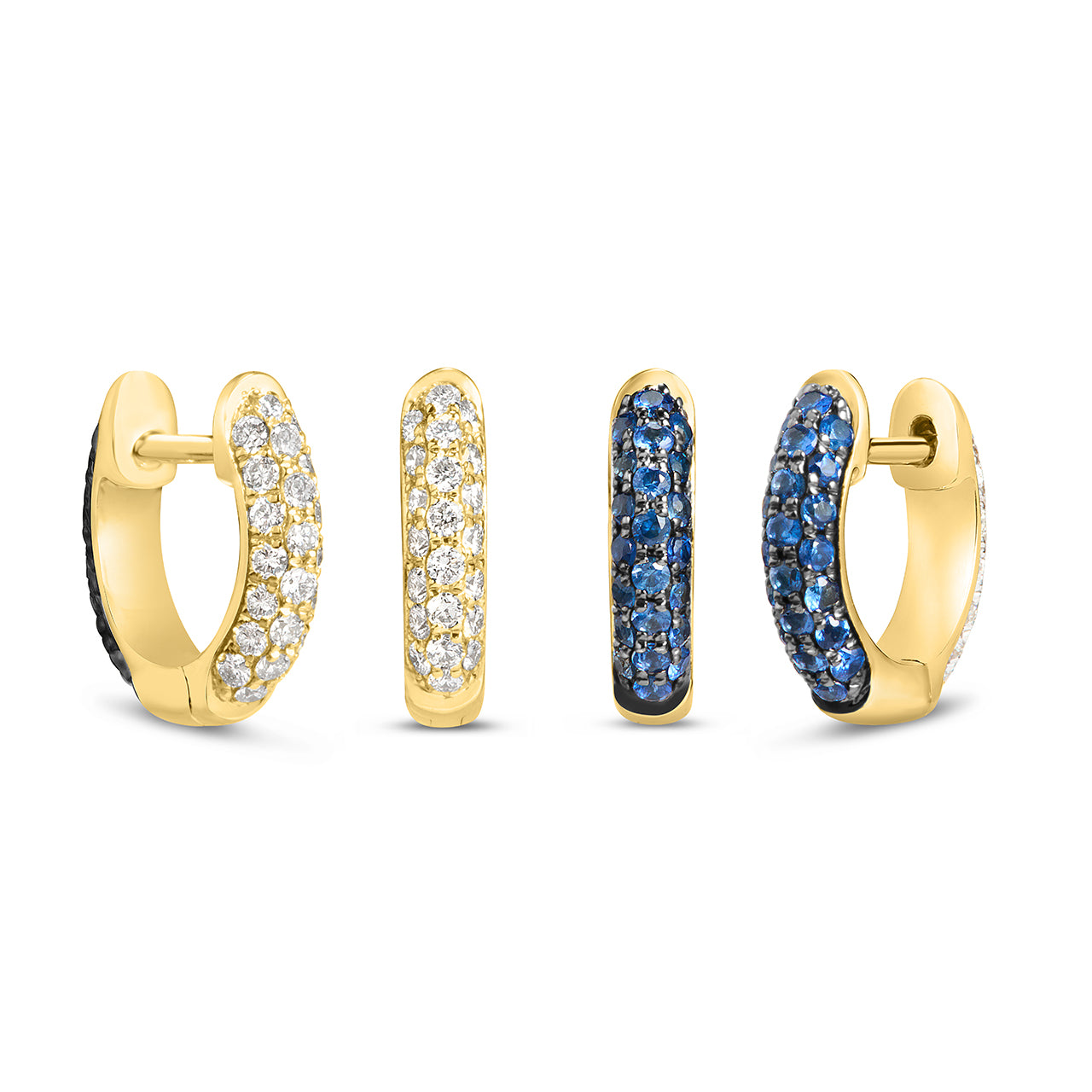 Sapphire & Diamond Pave Reversible Huggie Earring