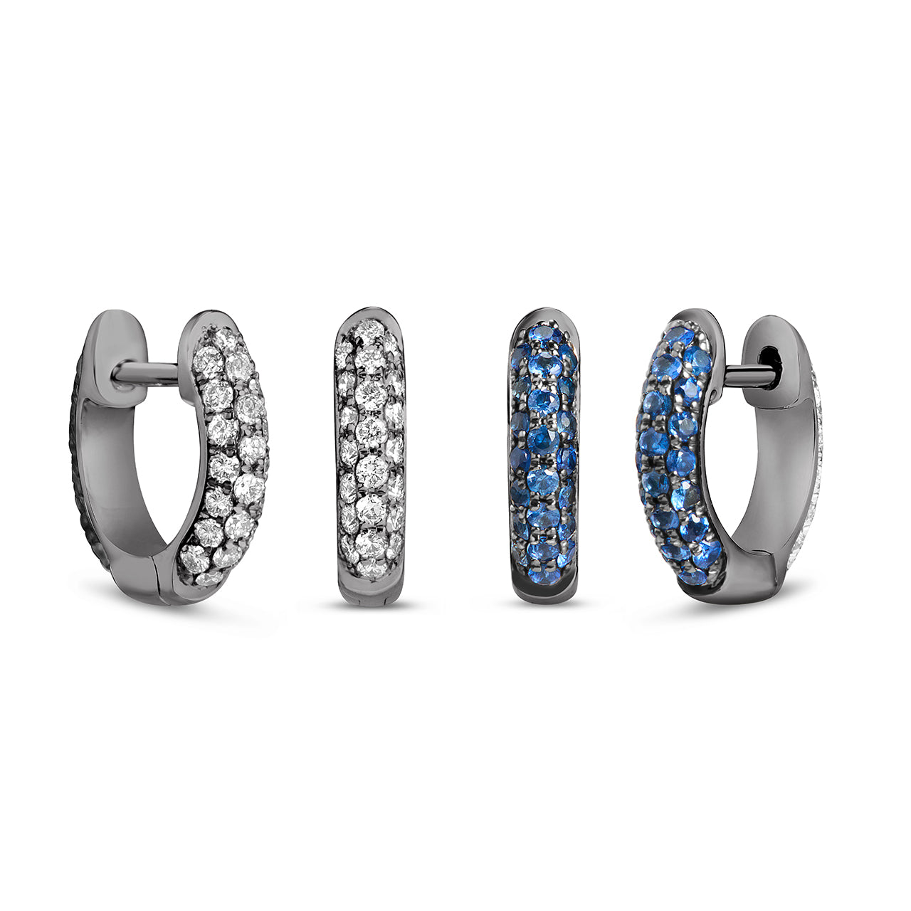 Sapphire & Diamond Pave Reversible Huggie Earring
