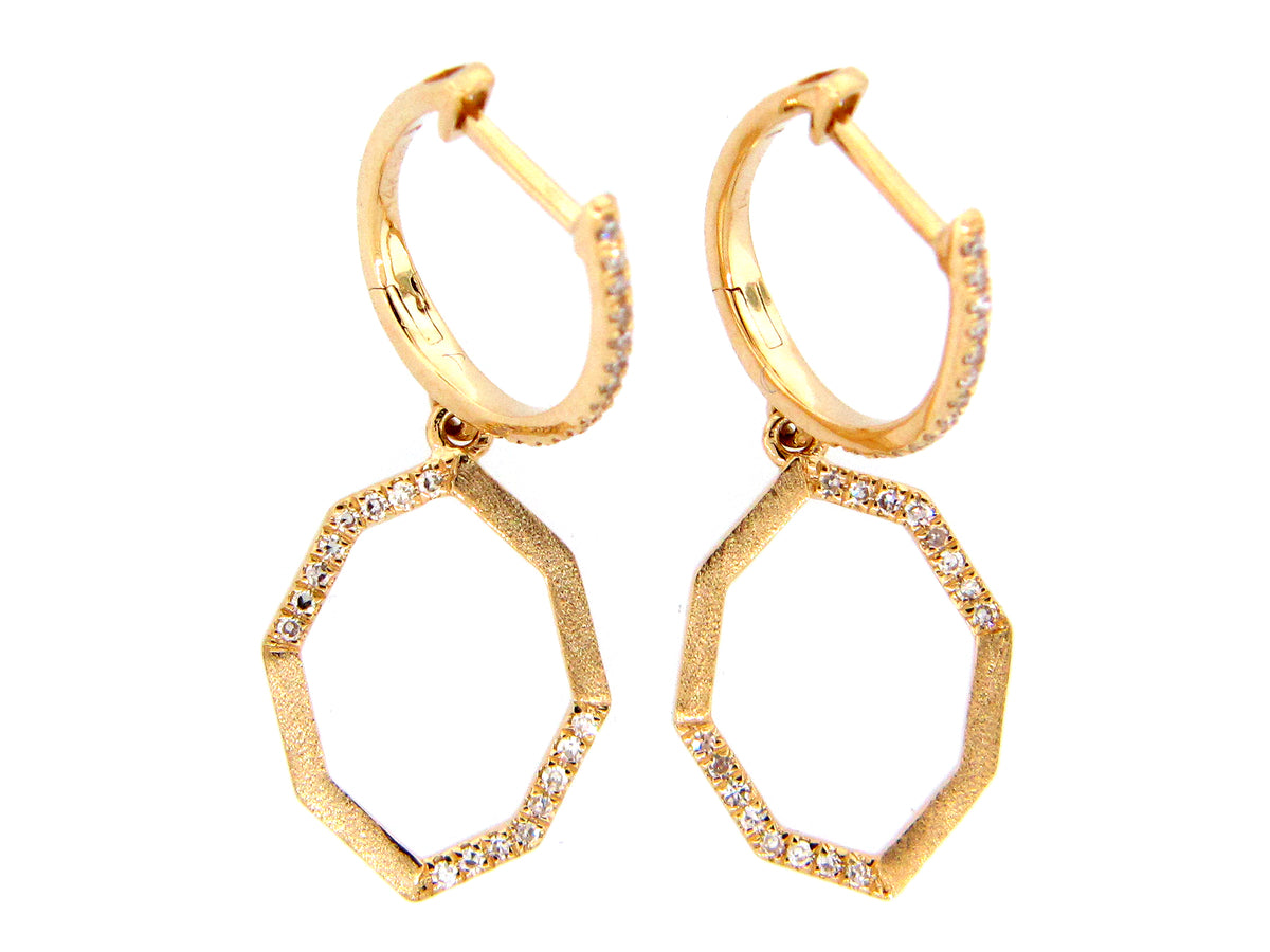 DIAMOND OCTAGON DANGLE EARRING, 14KY (N)