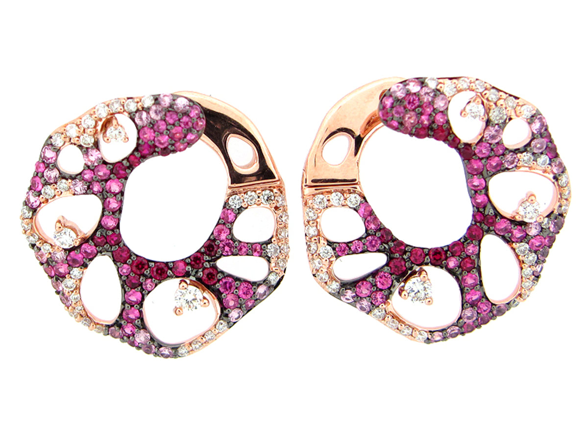 PINK SAPPHIRE & DIAMOND EARRING,14KR (H)