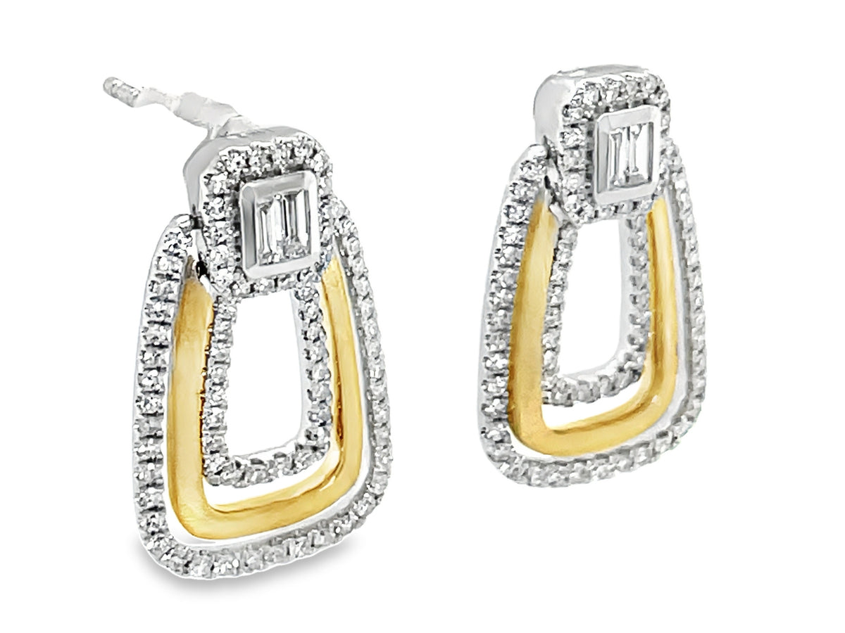 DIAMOND CONCENTRIC CUSHION EARRING, 20X12MM, SATIN FINISH