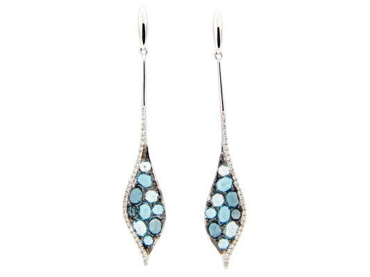BLUE TOPAZ & DIAMOND EARRING, 14KW (H)