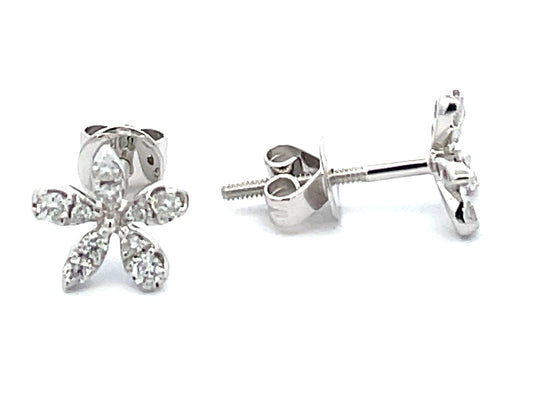DIAMOND FLORETTE STUD EARRING, SCREW BACK, 14KW (N)