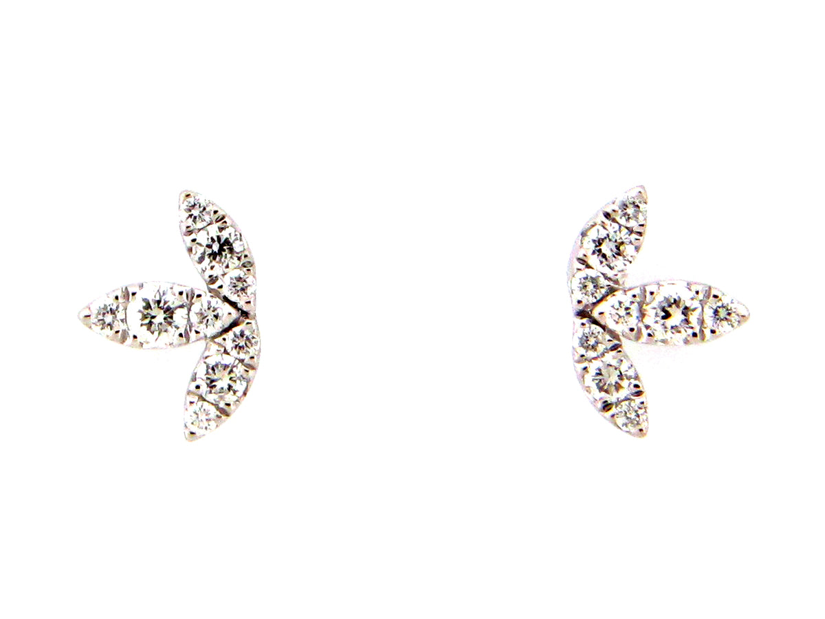 DIAMOND LEAF STUD EARRING, 14KW (N)