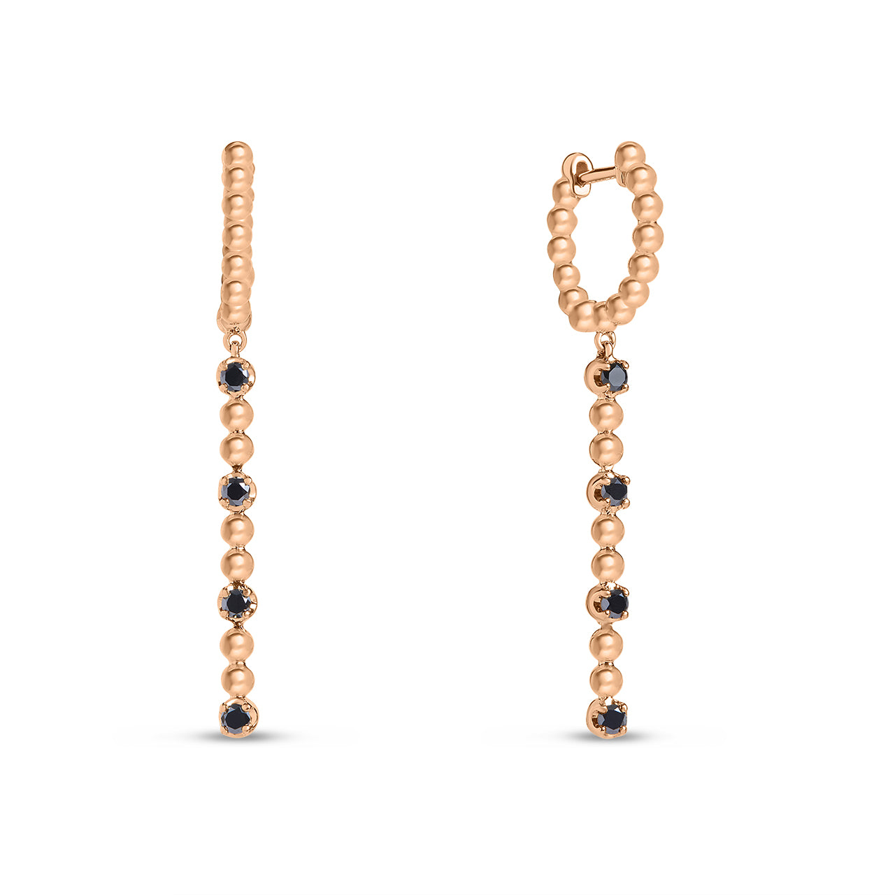 Black Diamond Beaded Dangle Earring