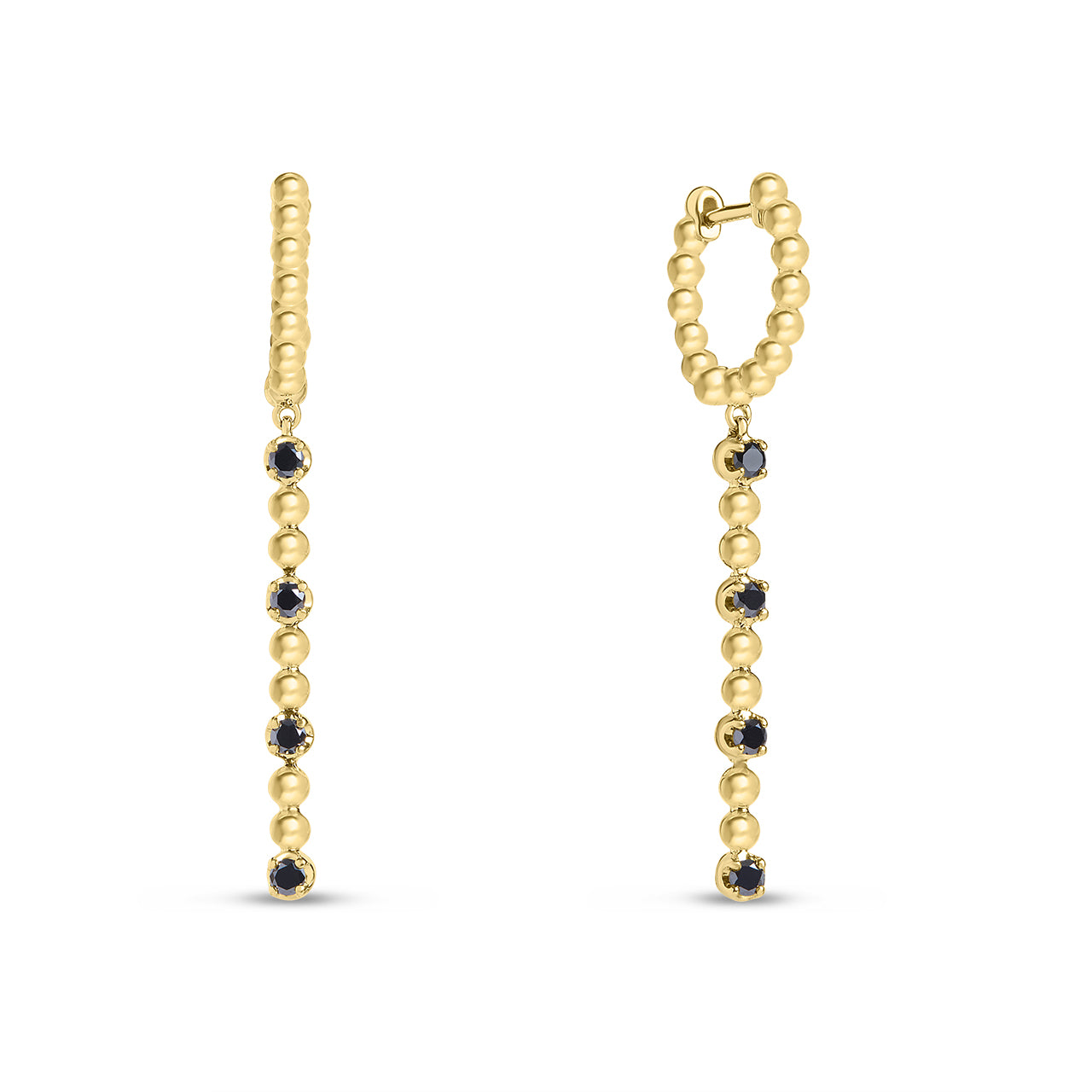 Black Diamond Beaded Dangle Earring