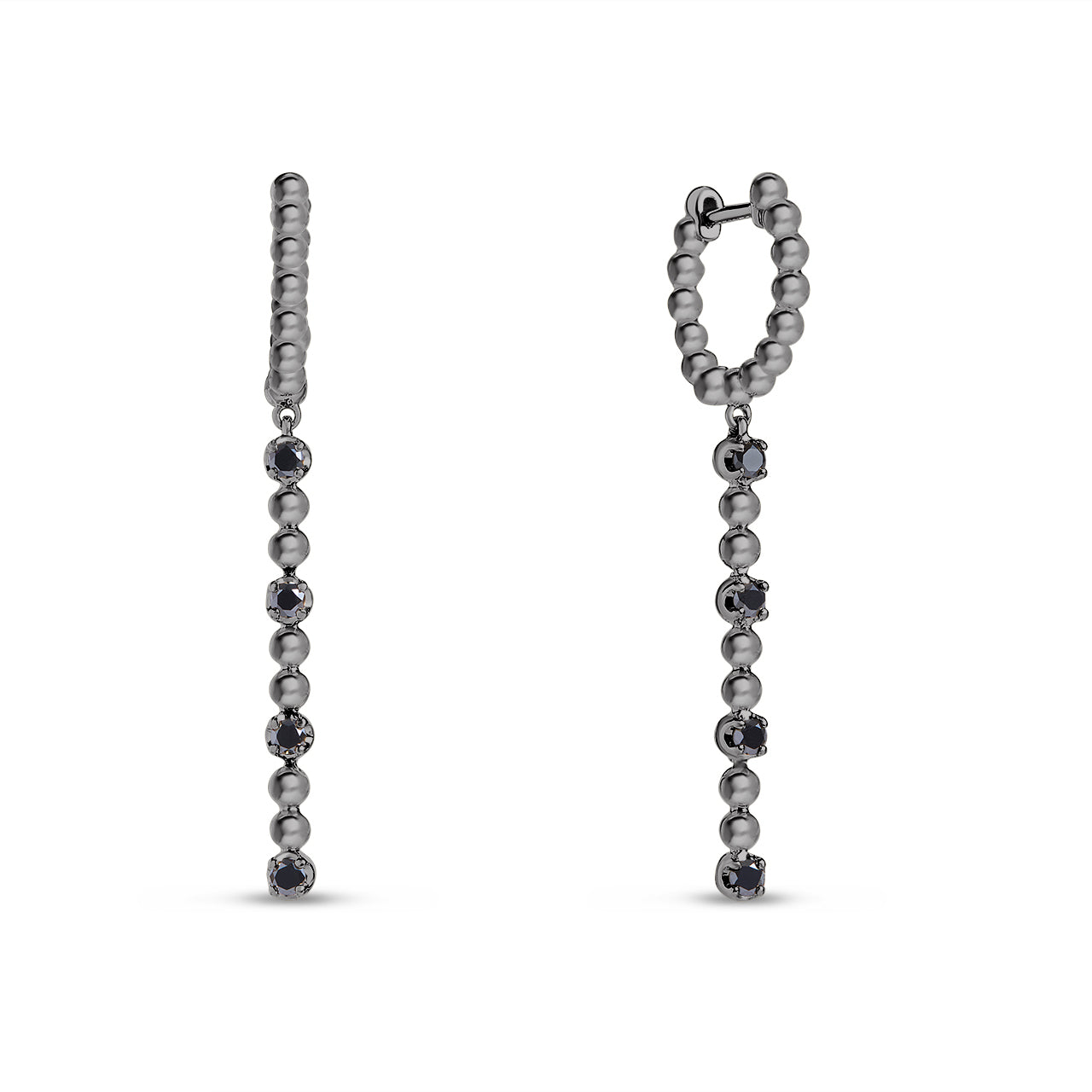 Black Diamond Beaded Dangle Earring