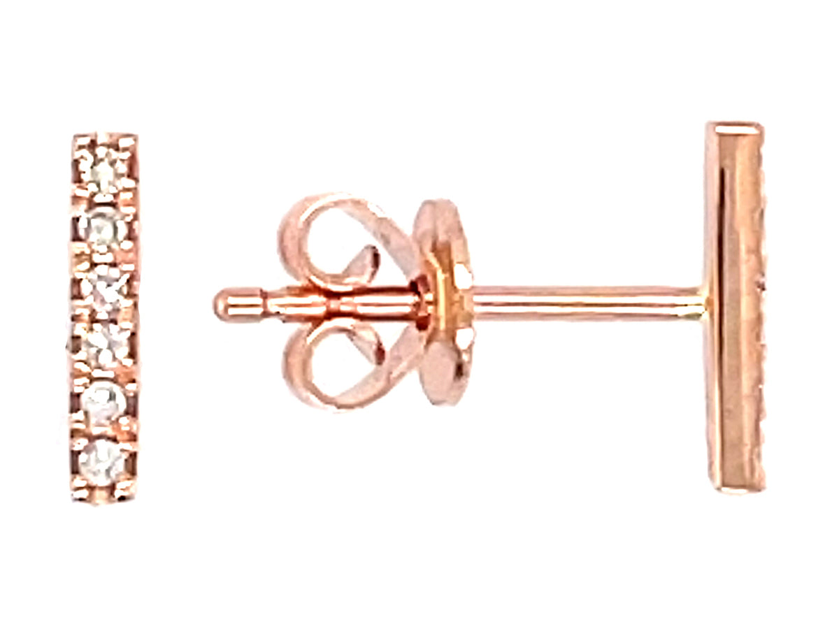 Diamond 8mm Bar Stud Earring