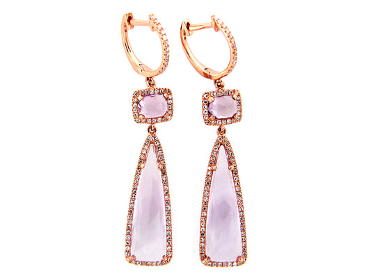 AMETHYST & DIAMOND EARRING, 14KR (H)