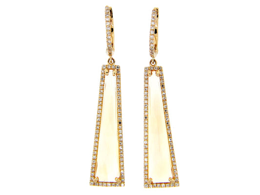 CITRINE & DIAMOND EARRING, 14KY (H)