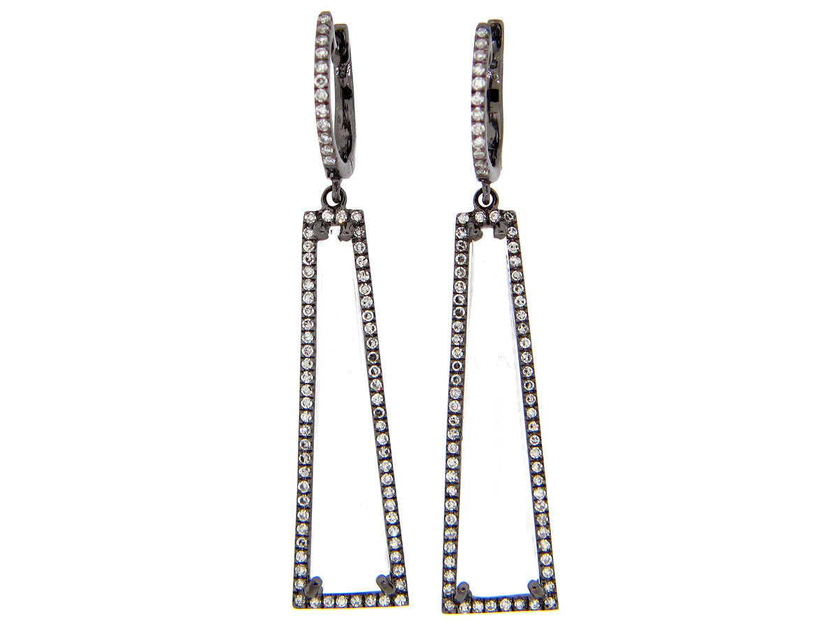 WHITE TOPAZ & DIAMOND EARRING, 14K BLACK FINISH (H)