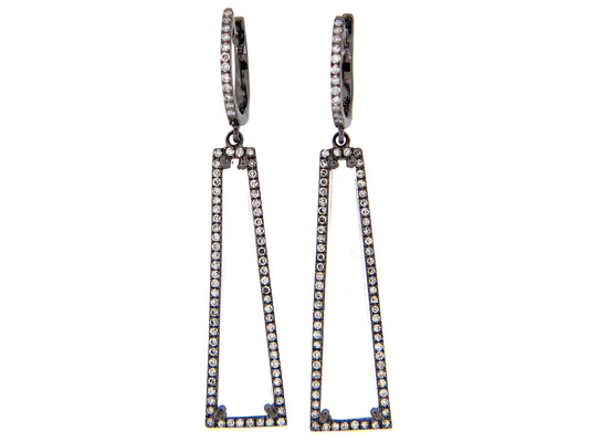 WHITE TOPAZ & DIAMOND EARRING, 14K BLACK FINISH (H)