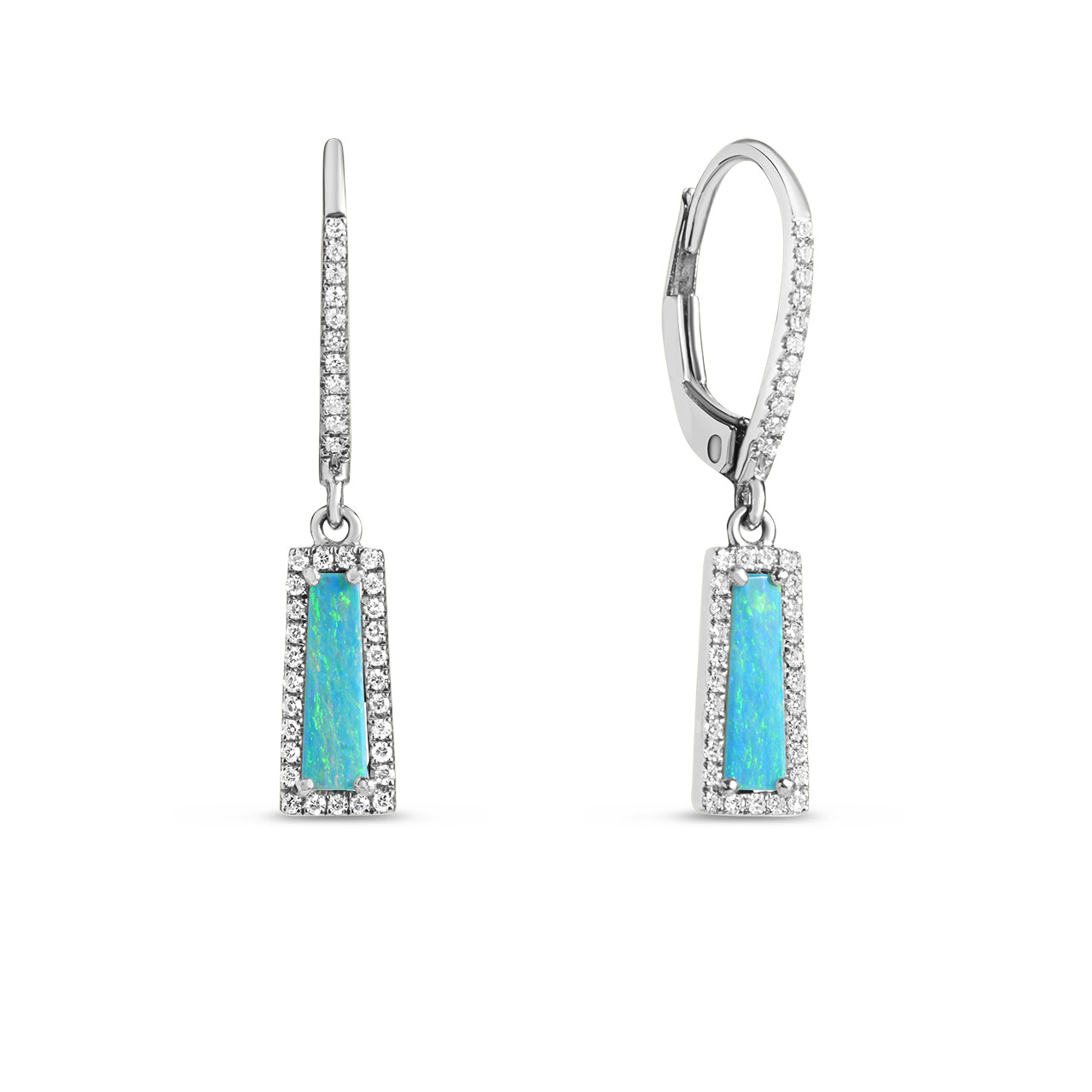 Opal & Diamond Trapezoid Dangle Earring