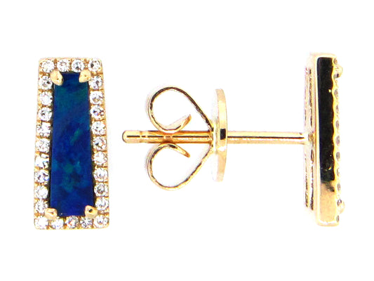 BLACK OPAL DOUBLET & DIAMOND EARRING