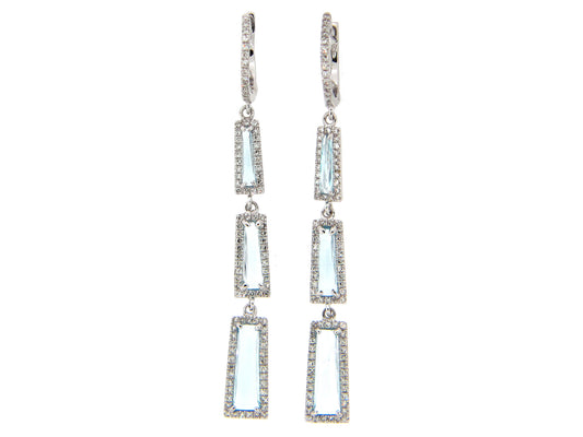 BLUE TOPAZ & DIAMOND EARRING, 14KW (H)