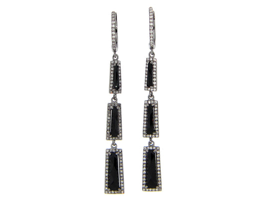 Black Onyx Diamond Earring, 18k Black Finish (D)