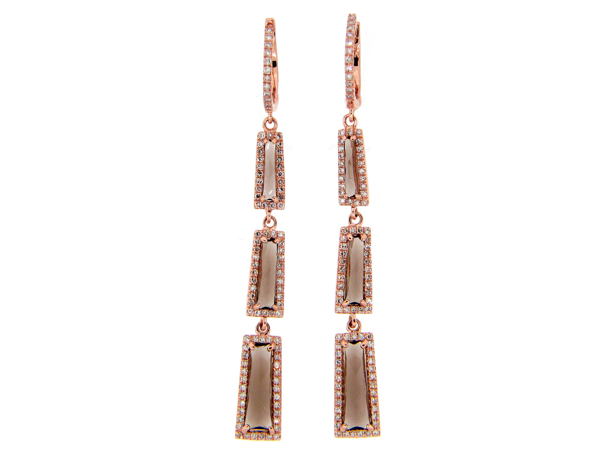 SMOKEY QUARTZ & DIAMOND EARRING