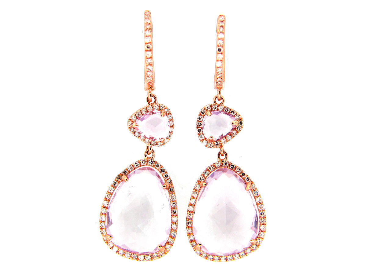 AMETHYST & DIAMOND EARRING, 14KR (H)