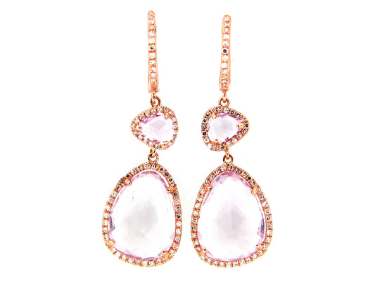 AMETHYST & DIAMOND EARRING, 14KR (H)