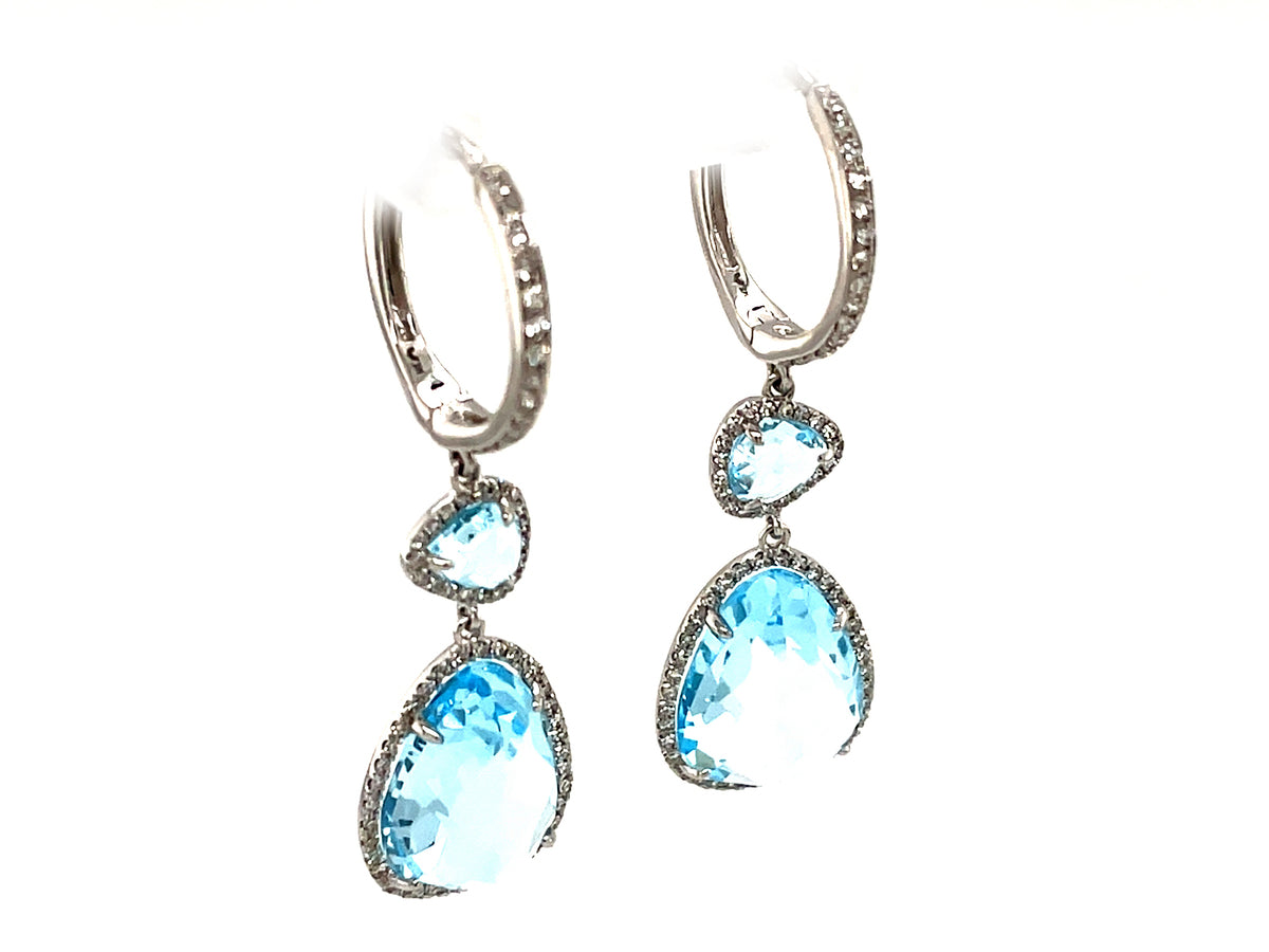 BLUE TOPAZ & DIAMOND EARRING