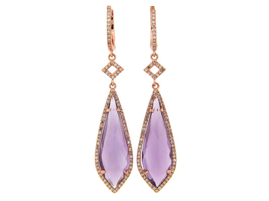 AMETHYST & DIAMOND EARRING, 14KR (H)