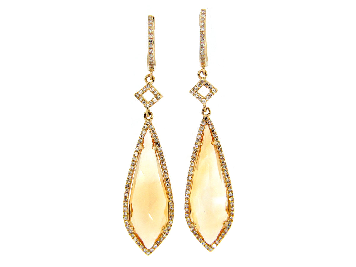 CITRINE & DIAMOND EARRING, 14KY (H)