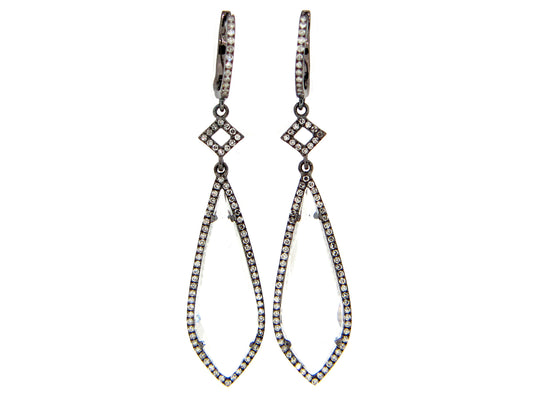 WHITE TOPAZ & DIAMOND EARRING, 14K BLACK FINISH (H)