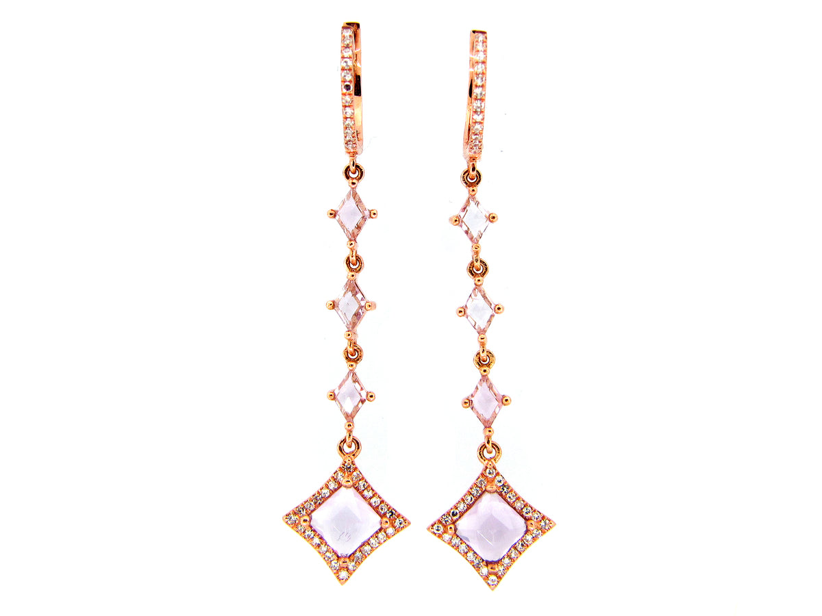 PINK AMETHYST & DIAMOND EARRING, 14KR (H)