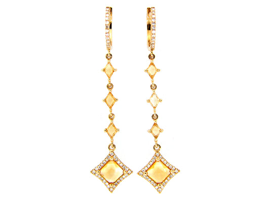 CITRINE & DIAMOND EARRING, 14KY (H)