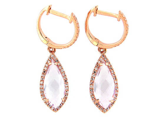 PINK AMETHYST & DIAMOND EARRING, 14KR (H)