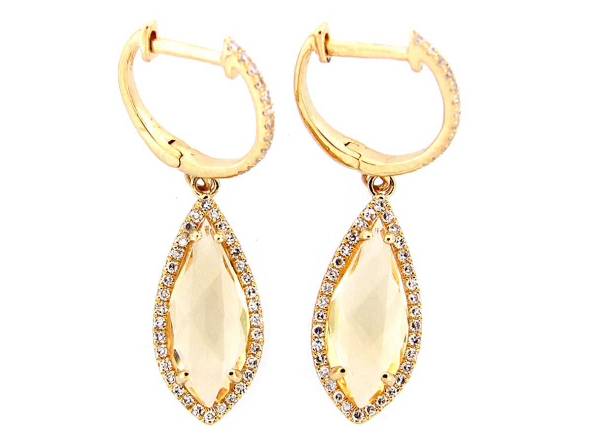CITRINE & DIAMOND EARRING, 14KY (H)