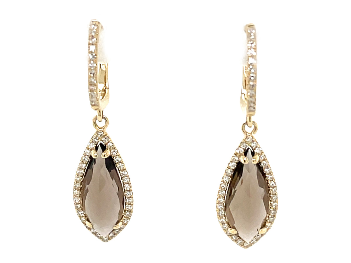 SMOKEY QUARTZ & DIAMOND EARRING