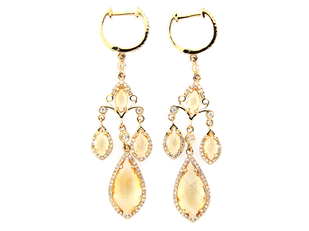 CITRINE & DIAMOND EARRING, 14KY (H)