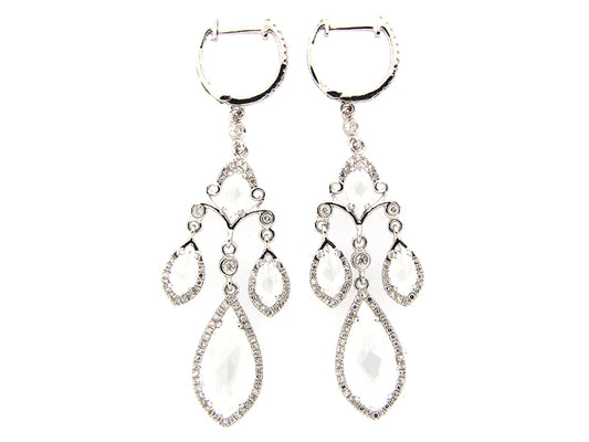 WHITE TOPAZ & DIAMOND EARRING, 14KW (H)