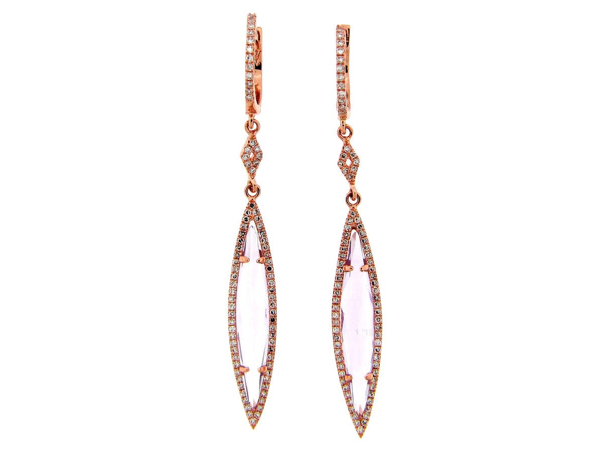 AMETHYST & DIAMOND EARRING, 14KR (H)