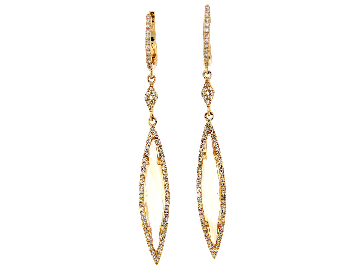 CITRINE & DIAMOND EARRING, 14KY (H)
