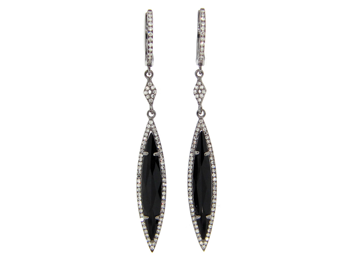 BLACK ONYX EARRING, 14K BLACK FINISH (D)