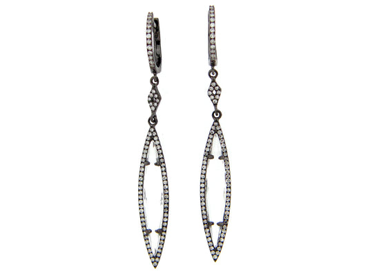 WHITE TOPAZ & DIAMOND EARRING, 14K BLACK FINISH (H)