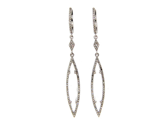 WHITE TOPAZ & DIAMOND EARRING, 14KW (H)