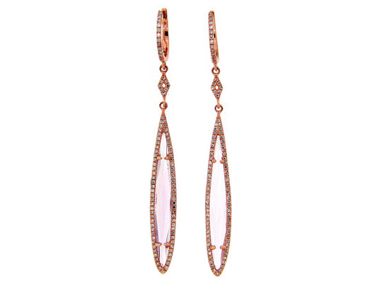 PINK AMETHYST & DIAMOND EARRING, 14KR (H)