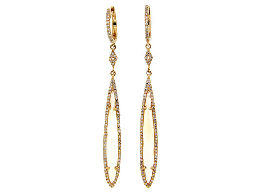 CITRINE & DIAMOND EARRING, 14KY (H)