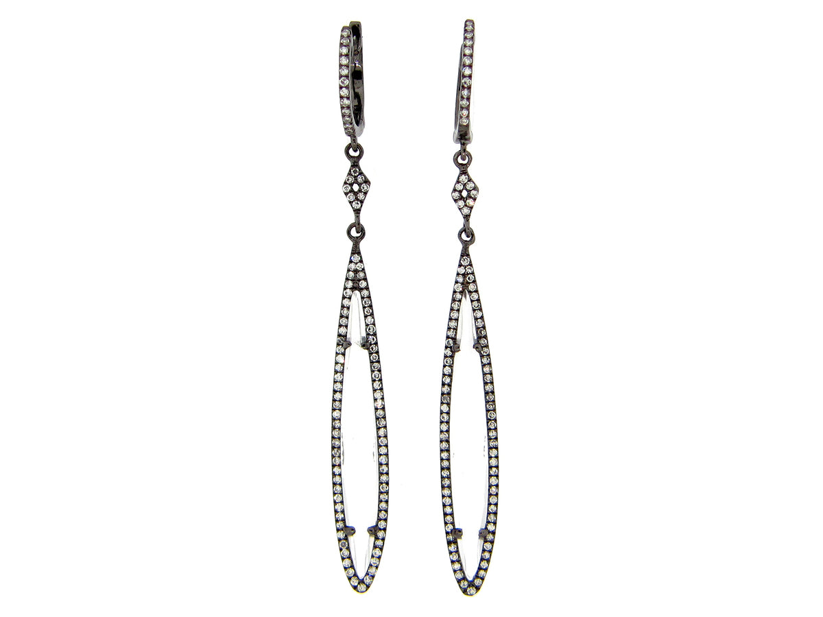 White Topaz Diamond Earring, 14k Black Finish (H)