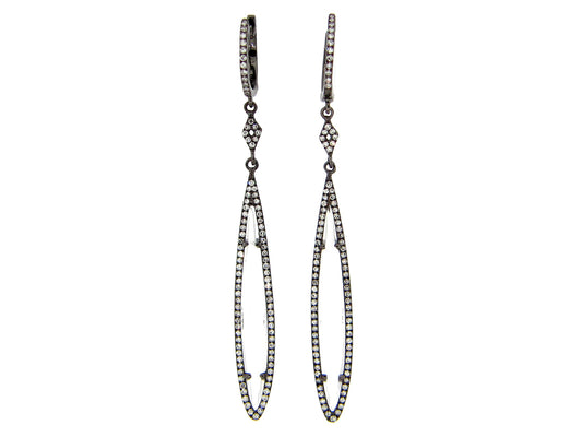 White Topaz Diamond Earring, 14k Black Finish (H)