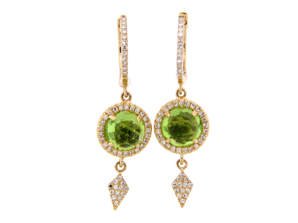 PERIDOT & DIAMOND KITE CHARM EARRING, 14KY (N)