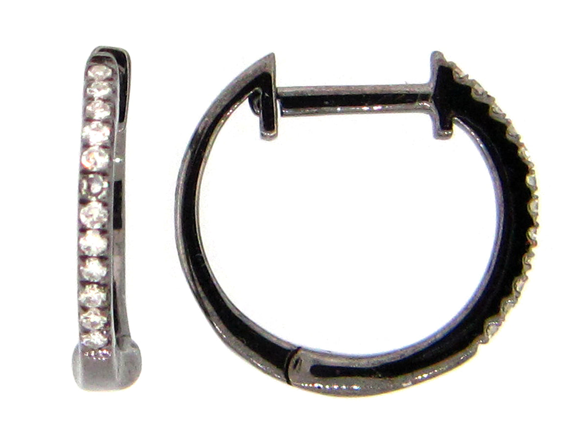 DIAMOND SMALL HUGGY EARRING, 14K BLACK FINISH (N)