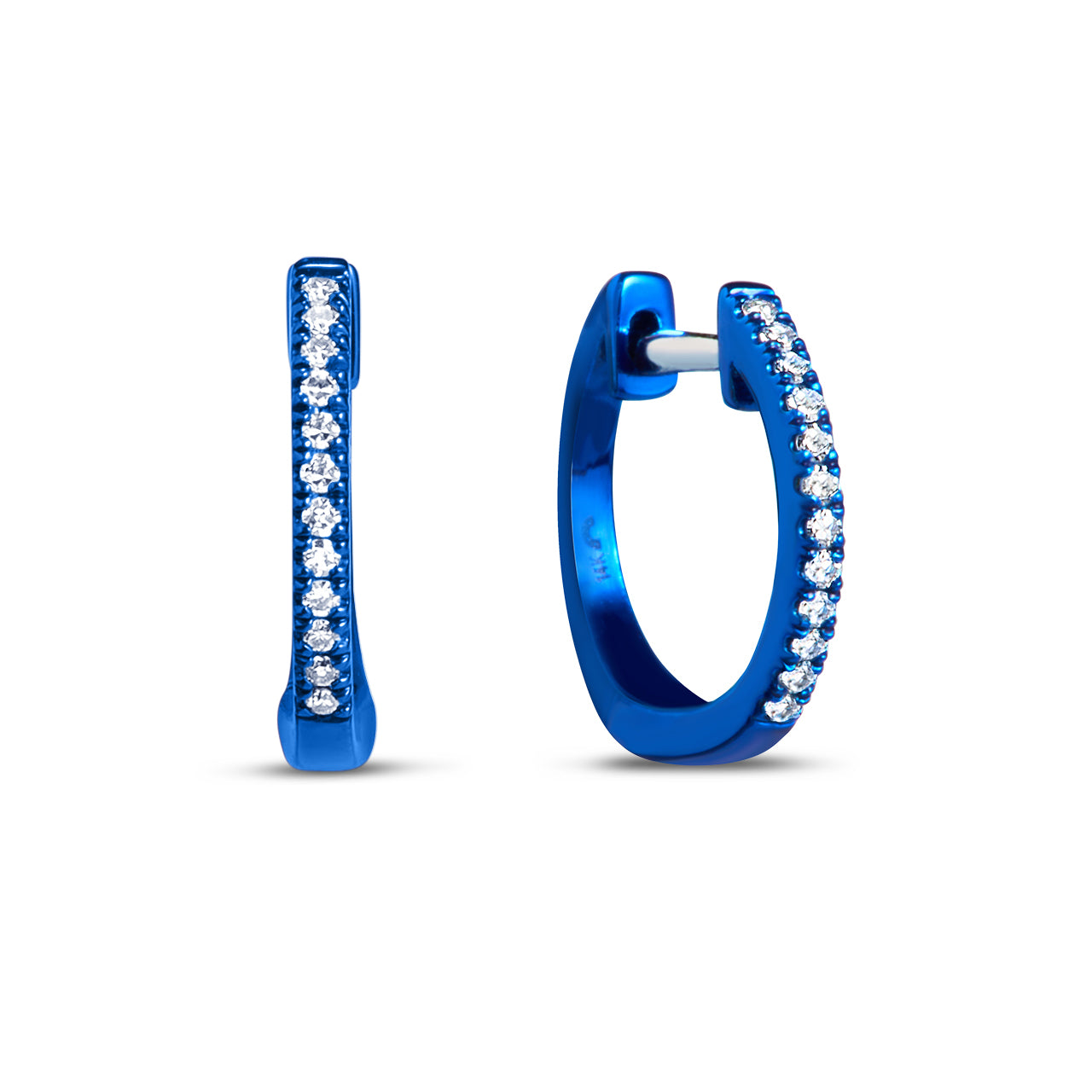 Diamond Classic Slim Huggie Earring, Neon Blue