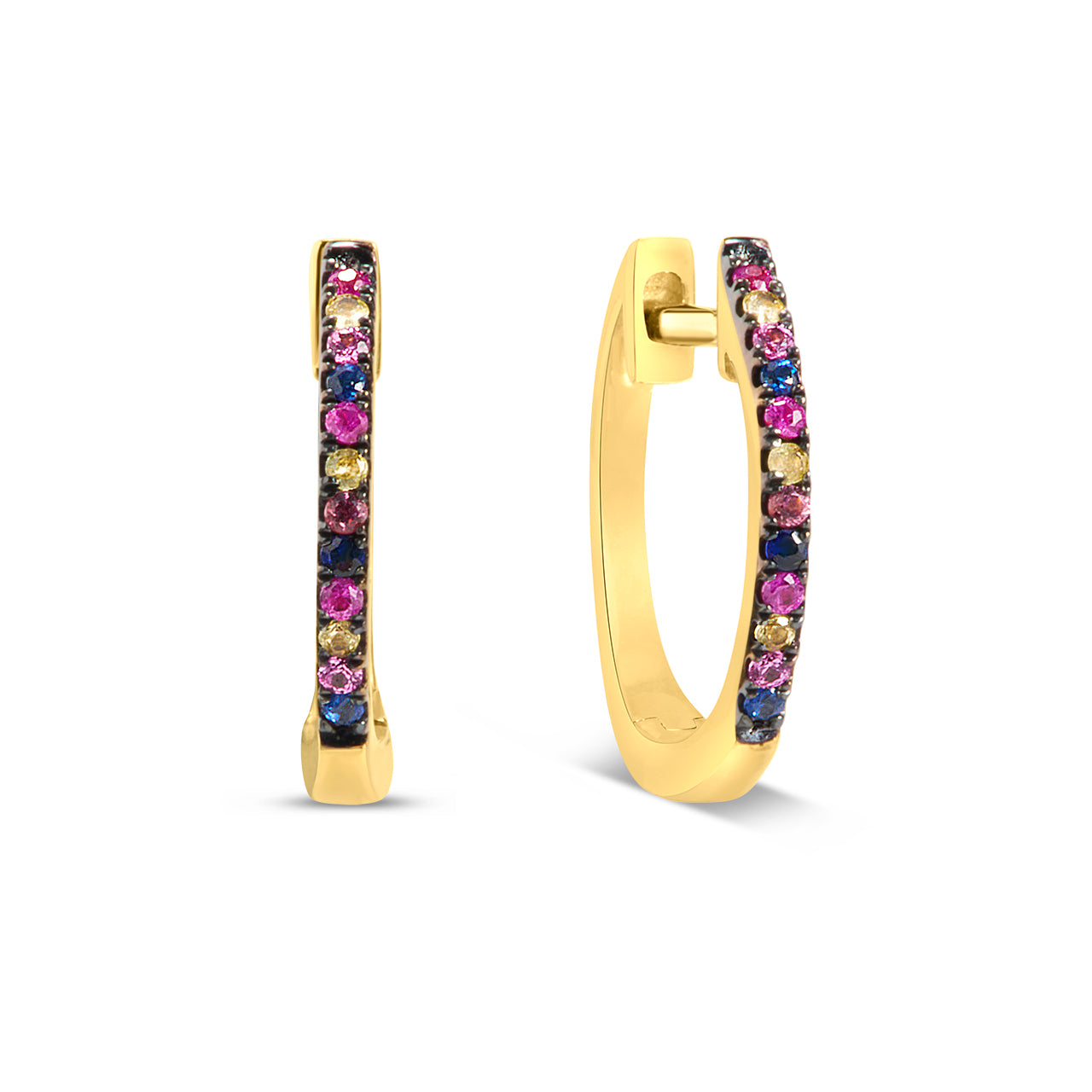 Rainbow Sapphire Classic Slim Huggie Earring